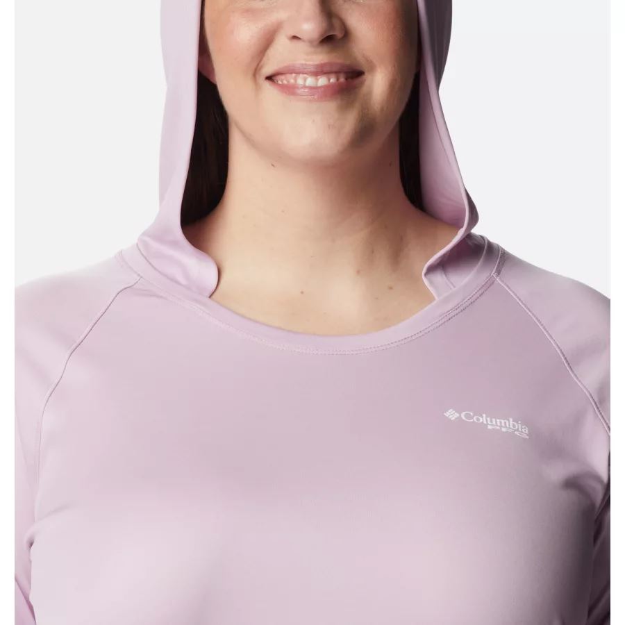 Women's PFG Tidal Tee Hoodie Plus Size Columbia Aura/White Logo