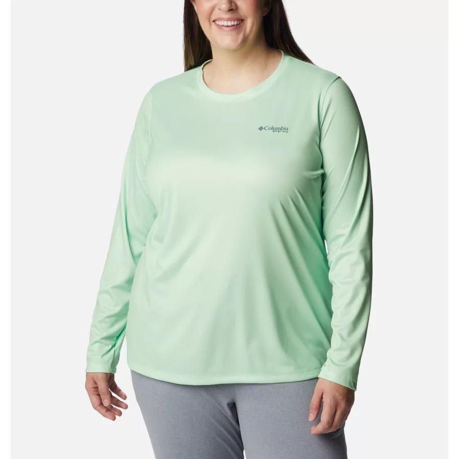 Women's PFG Tidal Tee Island Time Long Sleeve Shirt Plus Size Key West/Metal Columbia