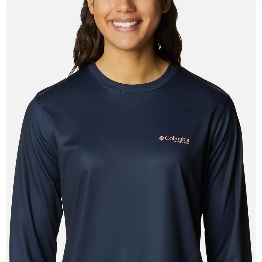 Women's PFG Tidal Tee Sailfish Flair Long Sleeve Shirt Collegiate Navy/Tiki Pink PFG Camo Columbia
