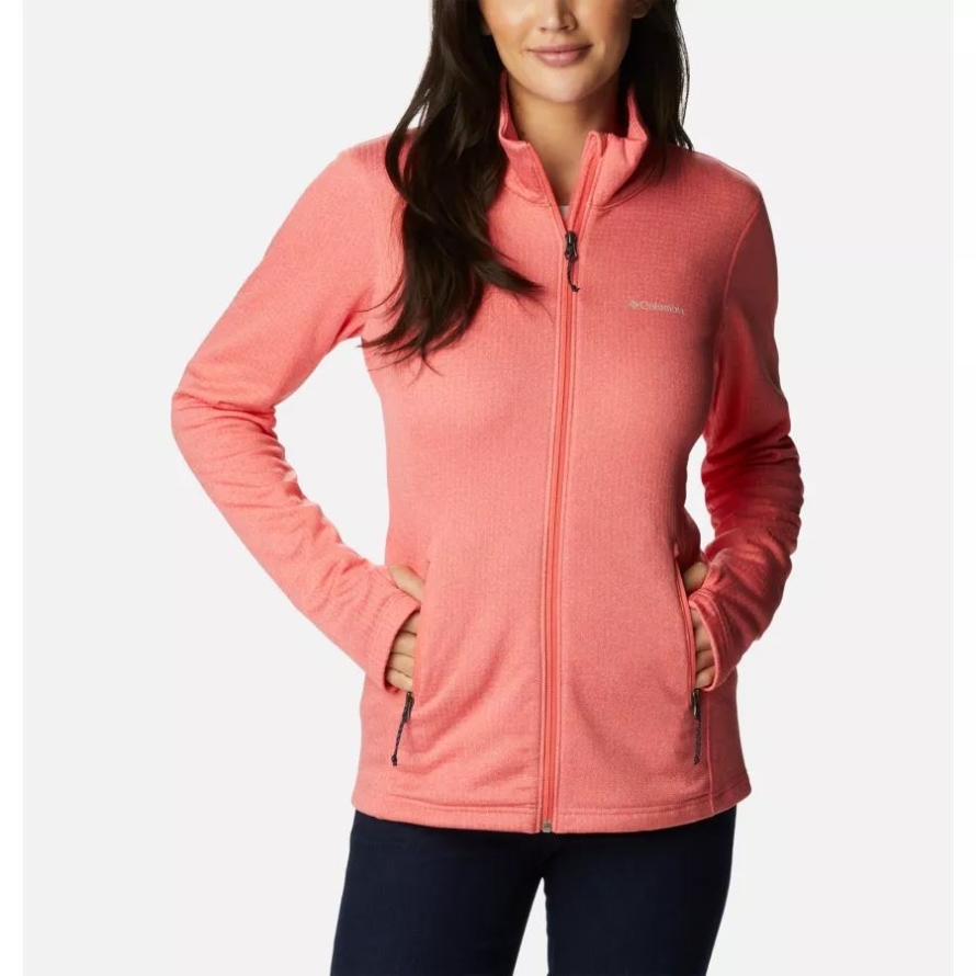 Women's Park View Grid Fleece Full Zip Blush Pink Heather Columbia