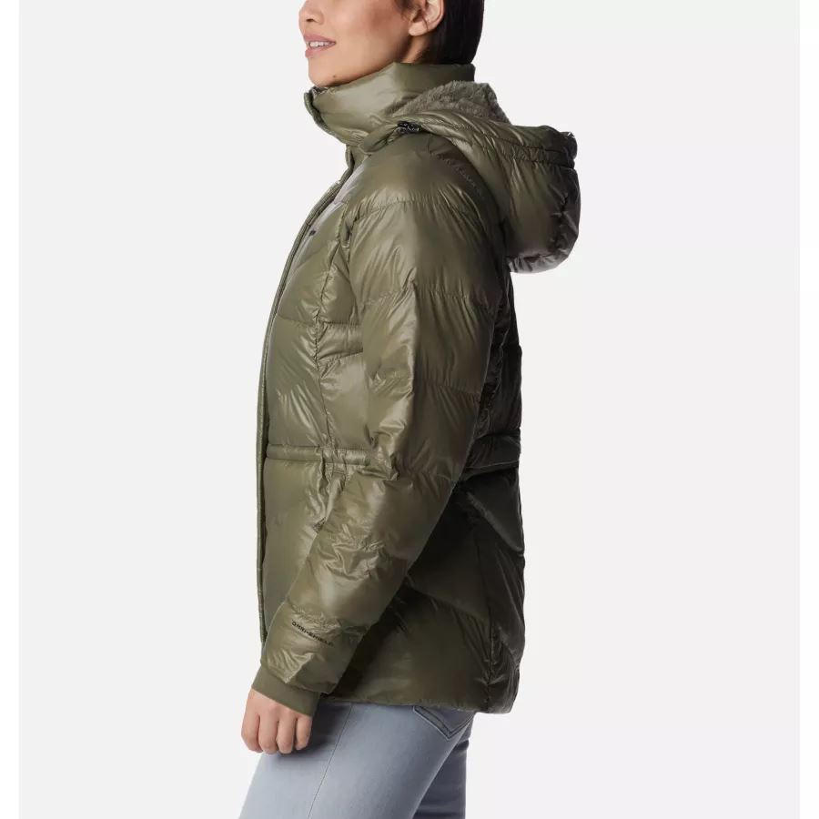 Women's Peak to Park II Insulated Hooded Jacket Columbia Brand Stone Green Gunmetal