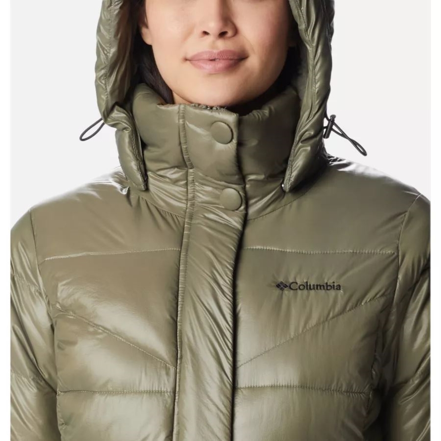 Women's Peak to Park II Insulated Hooded Jacket Columbia Brand Stone Green Gunmetal