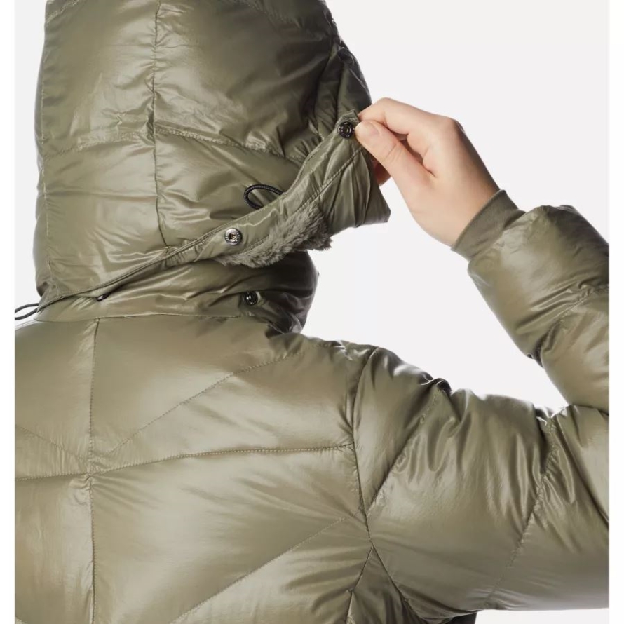 Women's Peak to Park II Insulated Hooded Jacket Columbia Brand Stone Green Gunmetal
