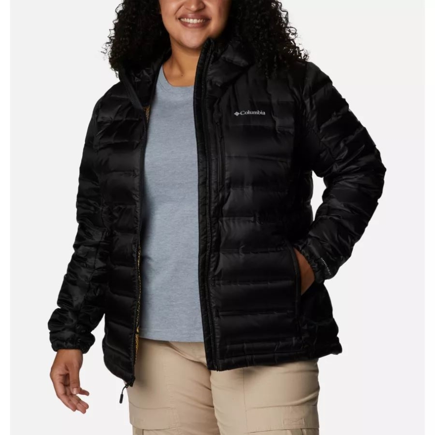 Women's Pebble Peak Down Hooded Jacket Plus Size Columbia Black
