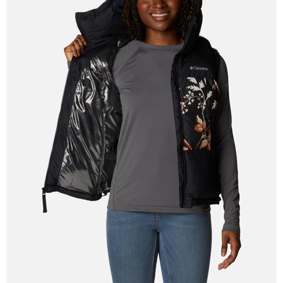 Women's Pike Lake II Insulated Vest Columbia Black/Black Fallgrass Print