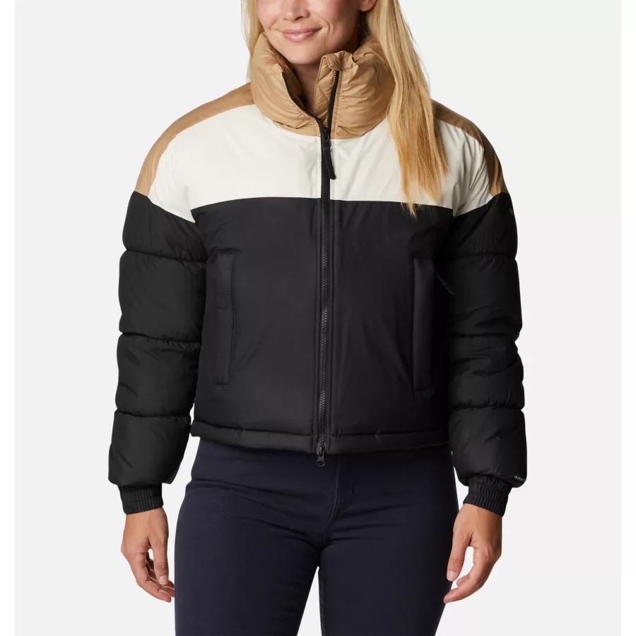 Women's Pike Lake Insulated Cropped Puffer Jacket Columbia Black/Chalk/Beach