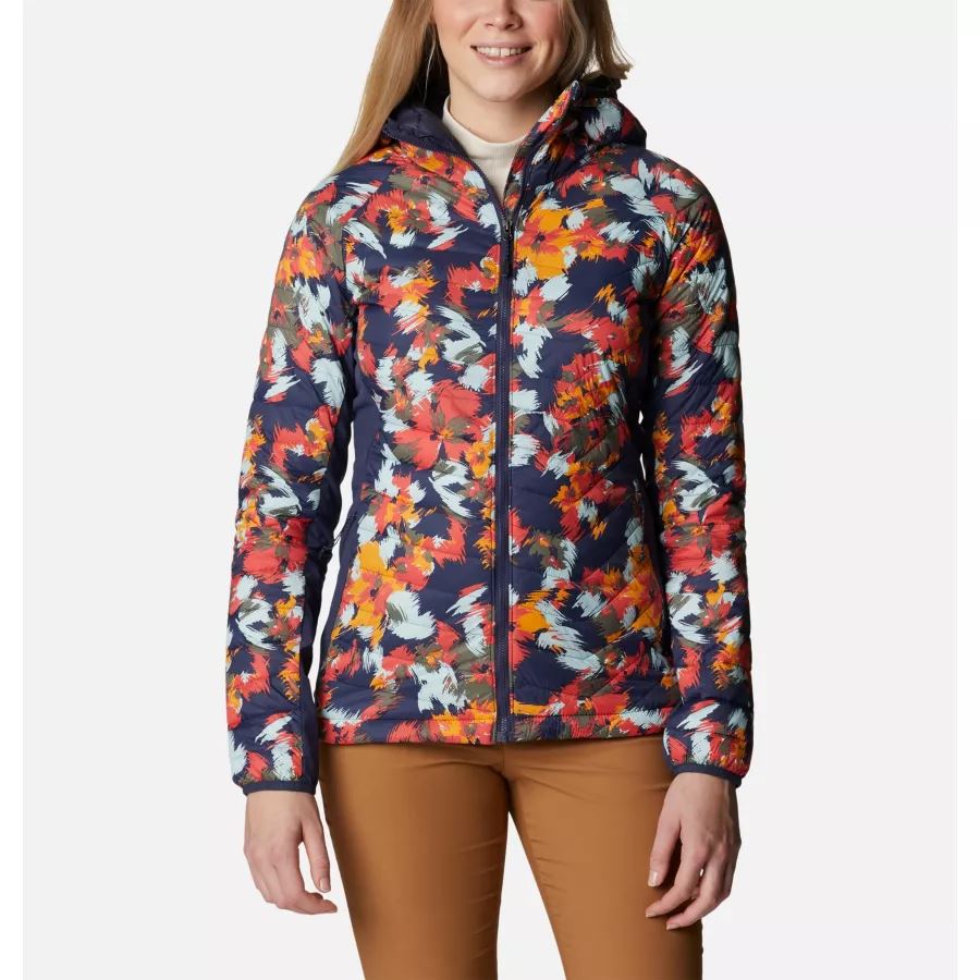 Women's Powder Lite Hybrid Hooded Jacket Columbia Nocturnal Typhoon Blooms/Nocturnal