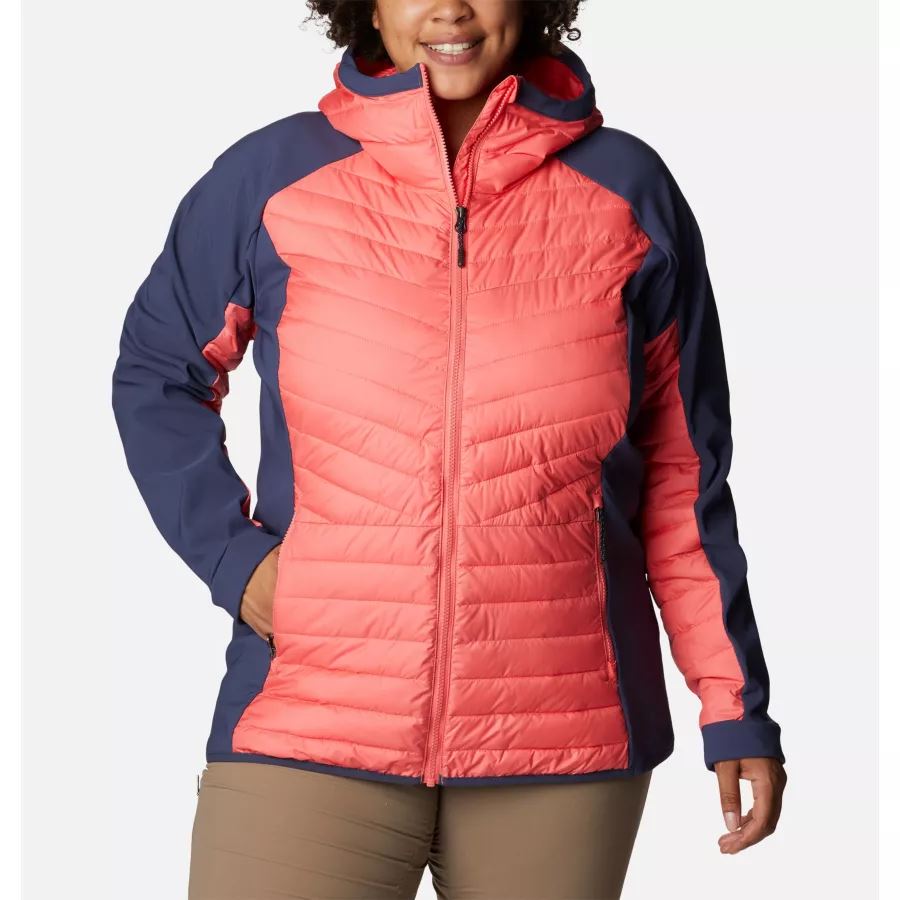 Women's Powder Lite Hybrid Hooded Jacket Plus Size Columbia Blush Pink/Nocturnal
