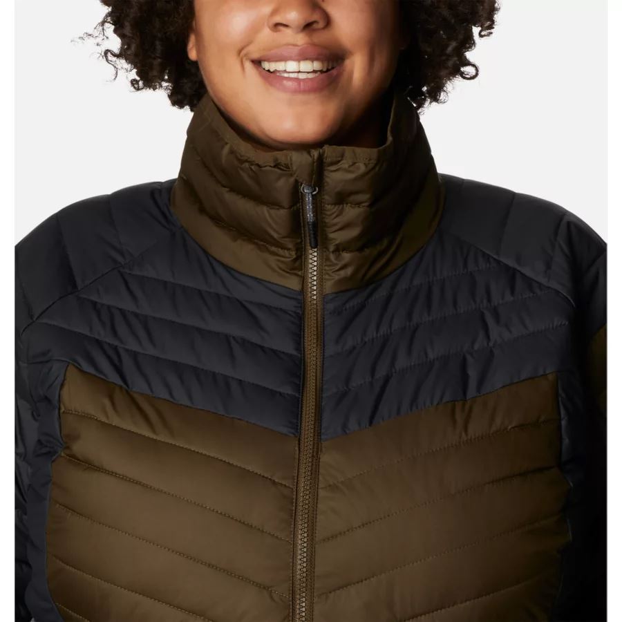 Women's Powder Lite II Full Zip Insulated Jacket Plus Size Olive Green/Black Columbia
