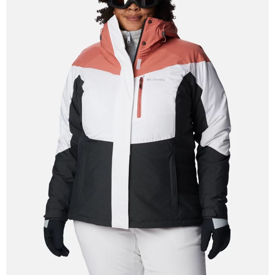 Women's Rosie Run Insulated Jacket Plus Size White/Dk Coral Heather/Shark Heather Columbia