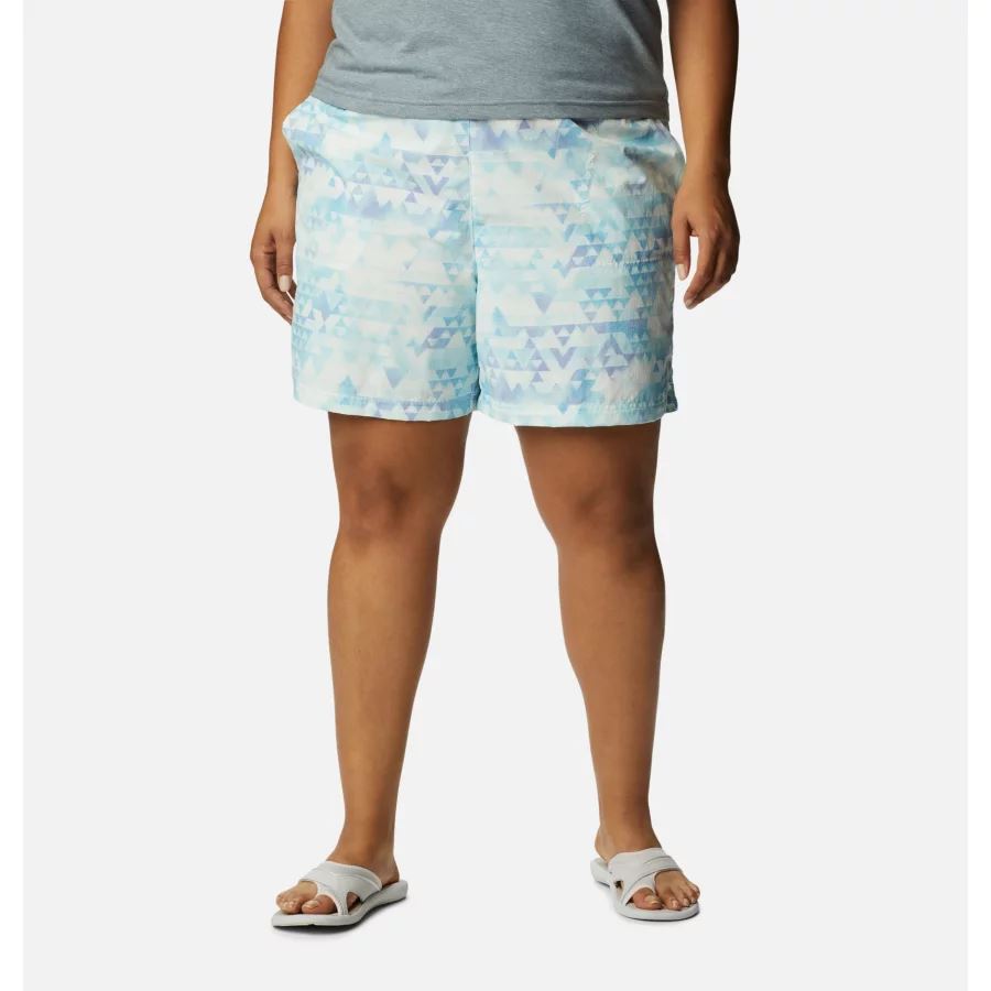 Women's Sandy River II Printed Shorts Plus Size Columbia Spring Blue/Distant Peaks