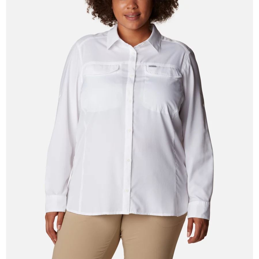 Women's Silver Ridge Lite Long Sleeve Shirt Plus Size White Columbia
