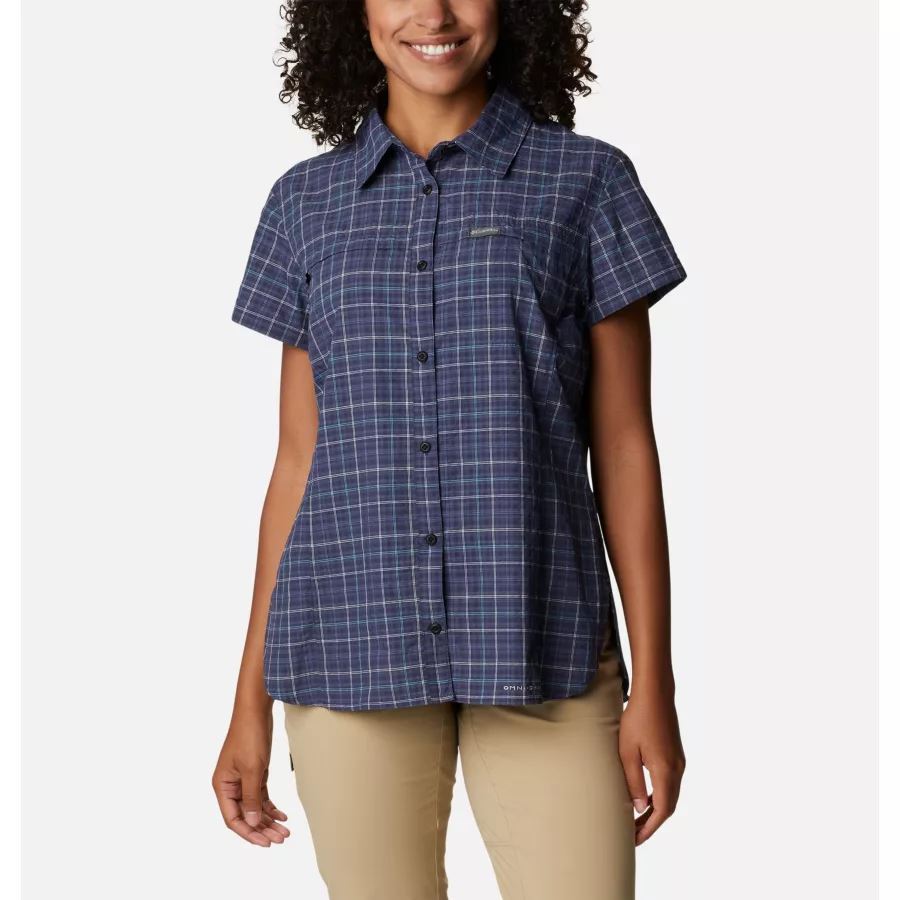 Women's Silver Ridge Novelty Short Sleeve Shirt Nocturnal Elevation Grid Columbia