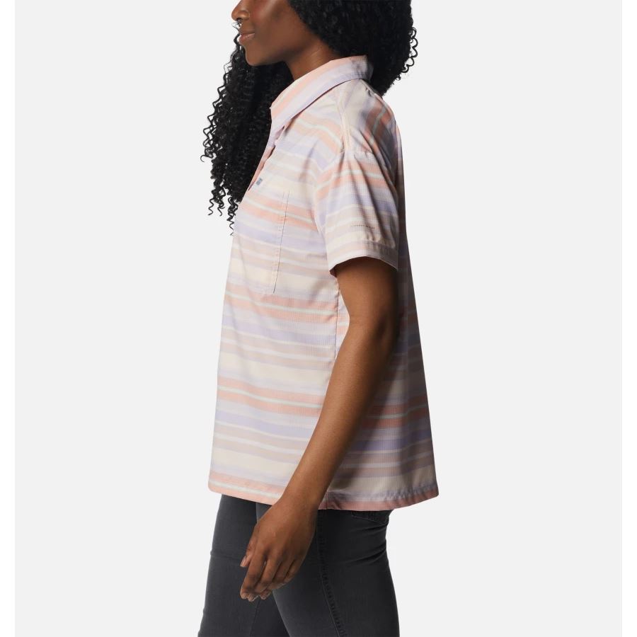 Women's Silver Ridge Utility Short Sleeve Shirt Peach/Painted Hills Stripe Columbia