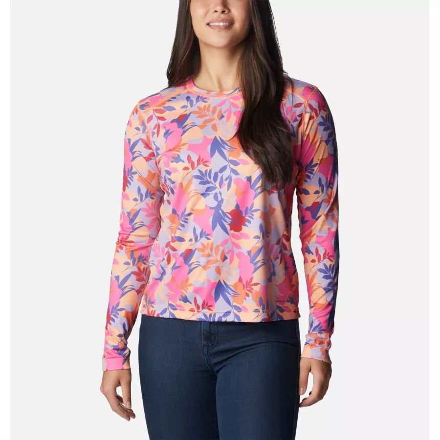Women's Summerdry Long Sleeve Printed Shirt Wild Geranium/Floriated Columbia