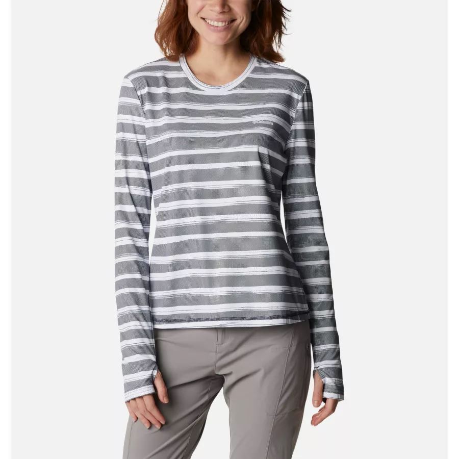 Women's Sun Deflector Summerdry Long Sleeve Shirt Columbia Nocturnal Brush Stripe