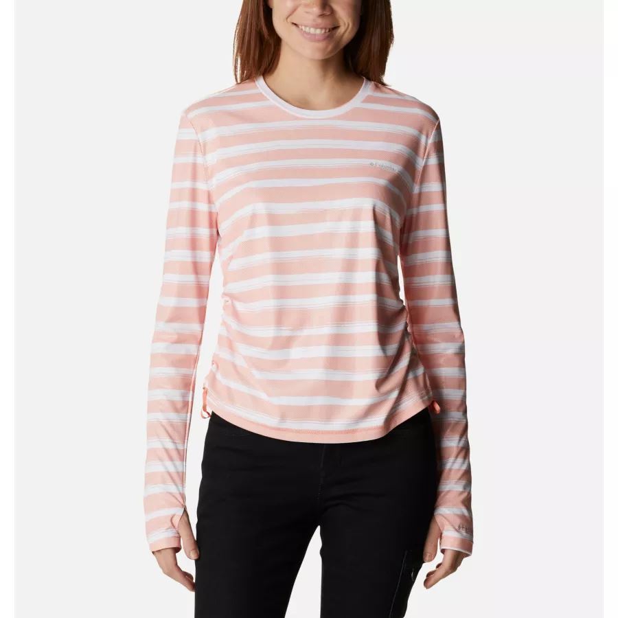 Women's Sun Deflector Summerdry Long Sleeve Shirt Coral Reef Brush Stripe Columbia
