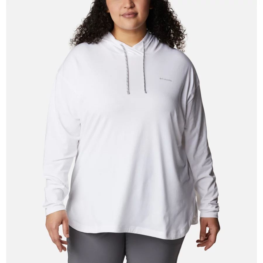 Women's Sun Trek Hooded Pullover Plus Size Columbia White