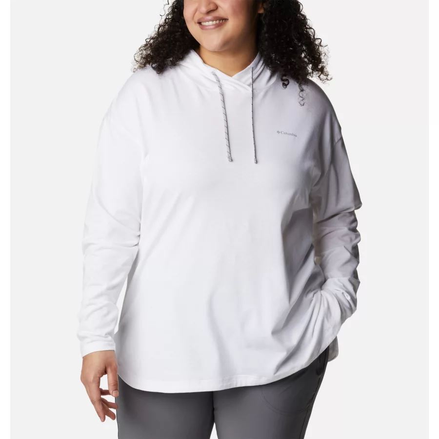 Women's Sun Trek Hooded Pullover Plus Size Columbia White
