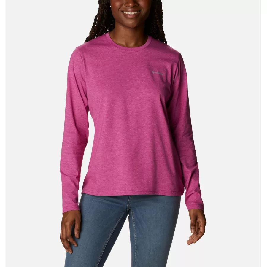 Women's Sun Trek Long Sleeve T-Shirt Wild Fuchsia Heather Columbia Brand