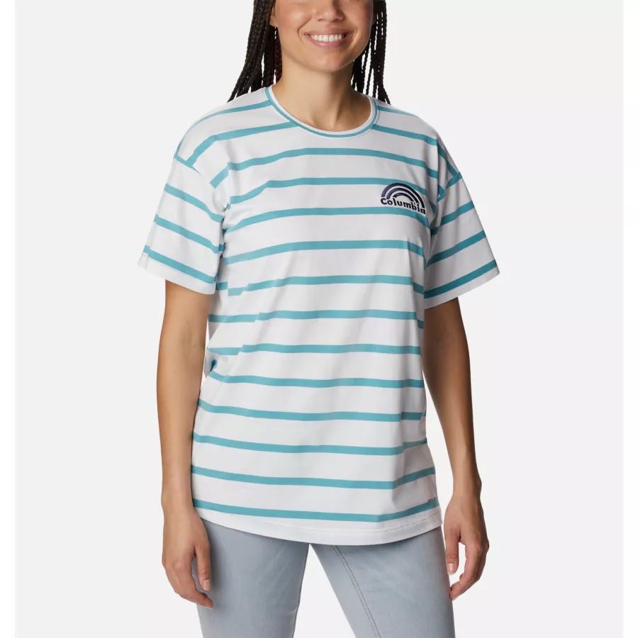 Women's Sun Trek Oversized T-Shirt Sea Wave Sunrise Stripe Columbia