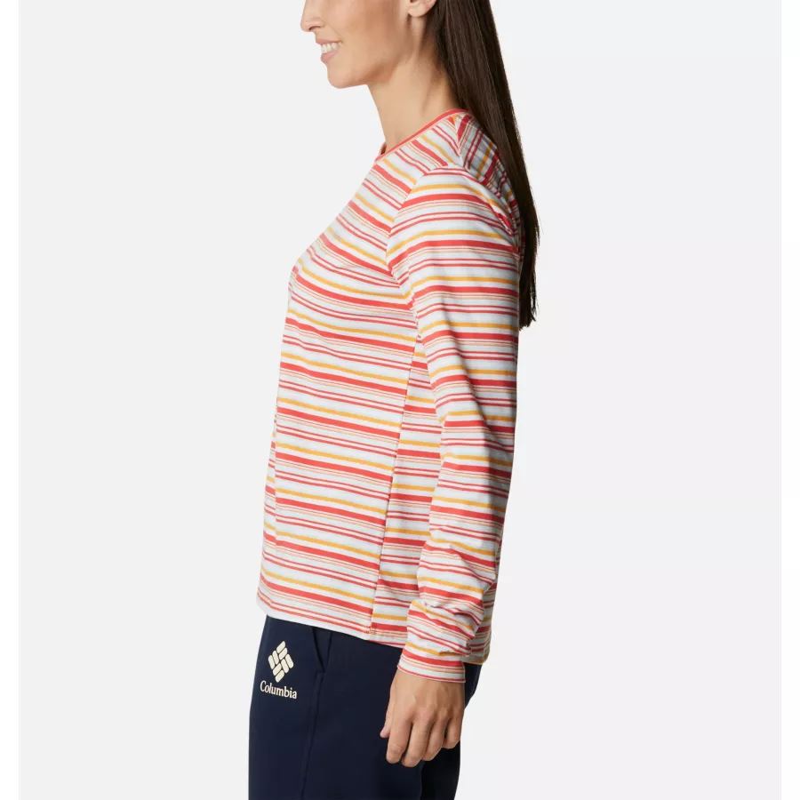 Women's Sun Trek Pattern Long Sleeve T-Shirt Coral Reef Multi Sunrise Stripe Columbia