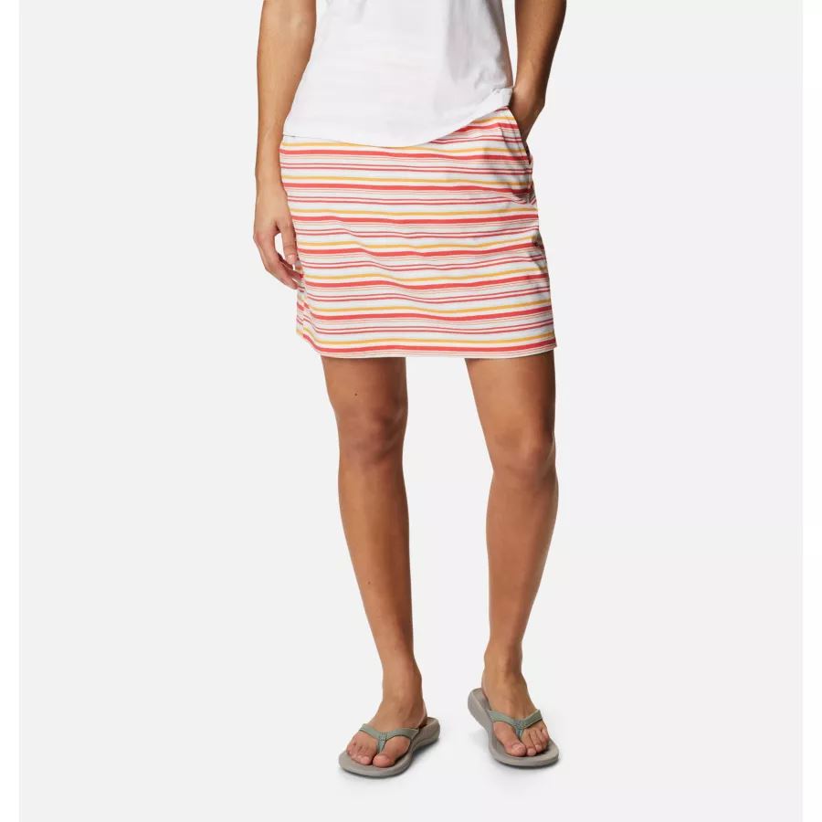 Women's Sun Trek Skirt Red Hibiscus Climate Change Stripe Columbia