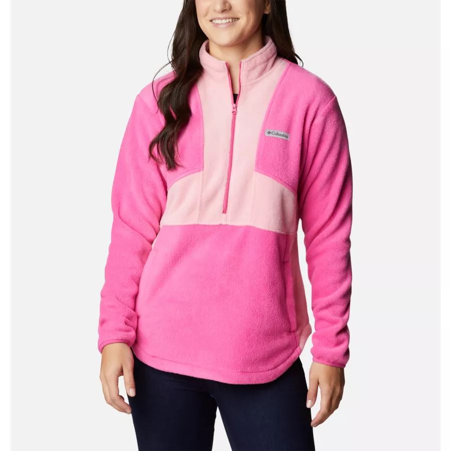 Women's Tested Tough In Pink Colorblock Half Zip Fleece Pullover Pink Ice/Pink Orchid Columbia