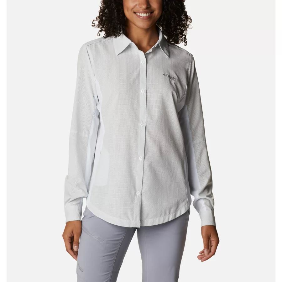 Women's Titan Pass Irico Long Sleeve Shirt White Heather Columbia