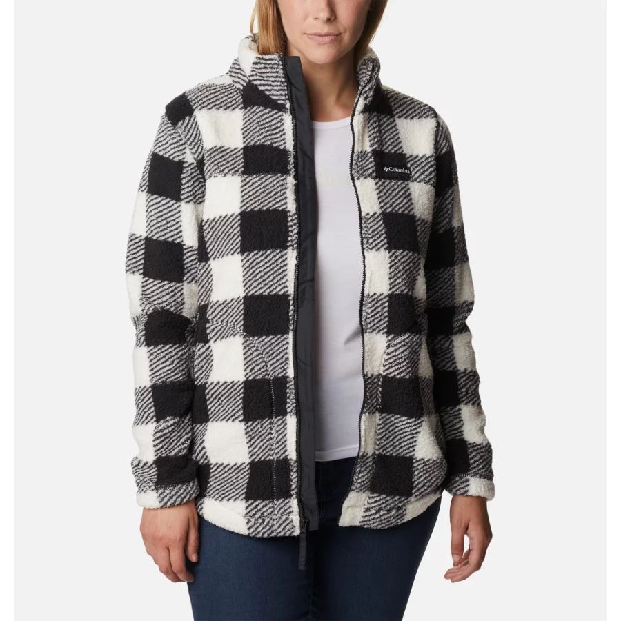 Women's West Bend Full Zip Fleece Jacket Columbia Chalk Check Print