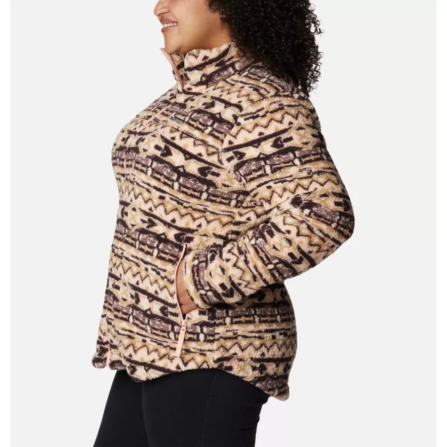 Women's West Bend Full Zip Fleece Jacket Plus Size New Cinder 80s Stripe Print Columbia