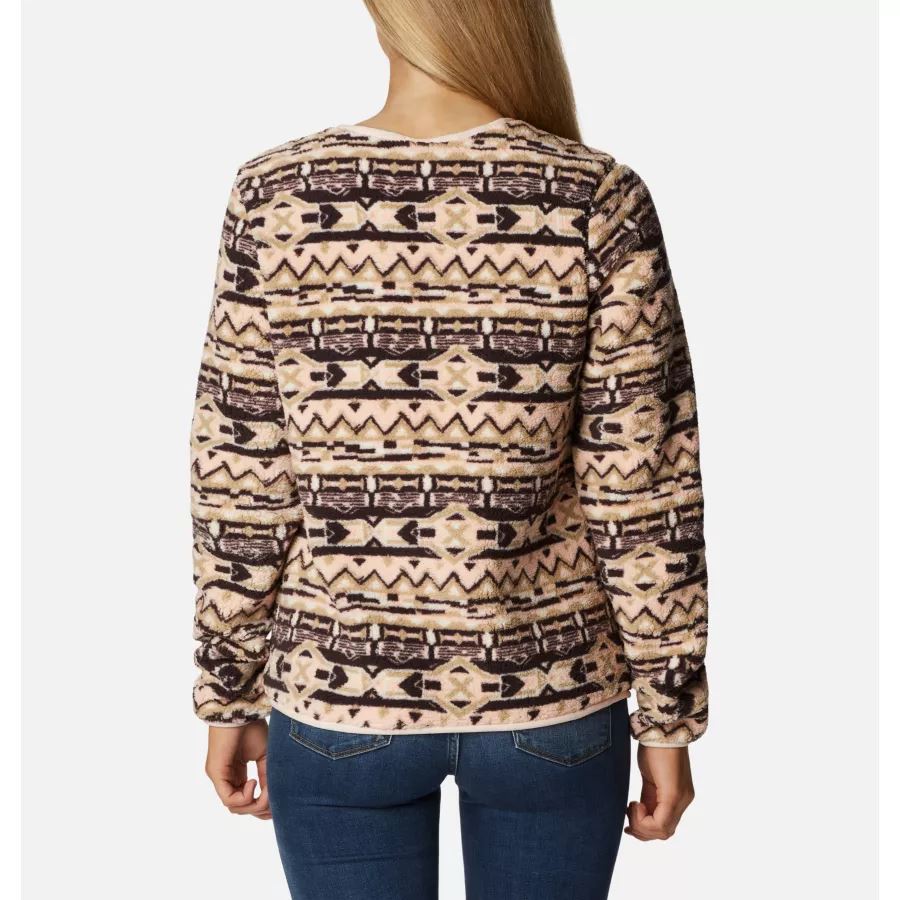 Women's West Bend Sherpa Crewneck Pullover Columbia New Cinder 80s Stripe Print
