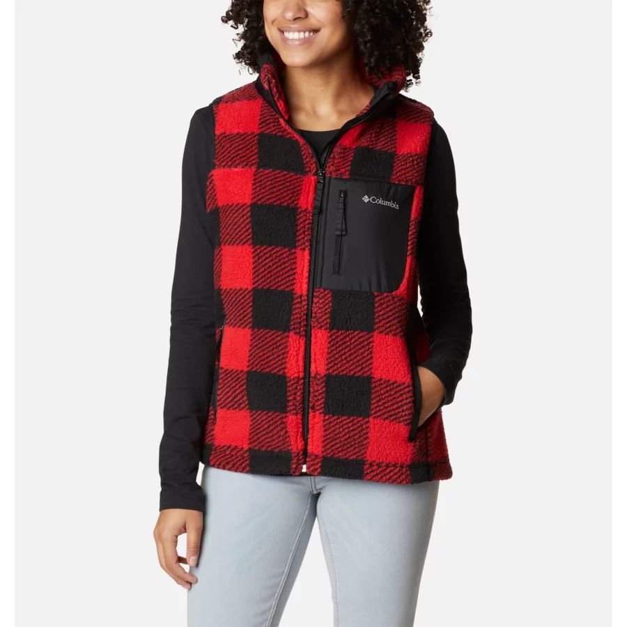 Women's West Bend Vest Red Lily Check Print Columbia