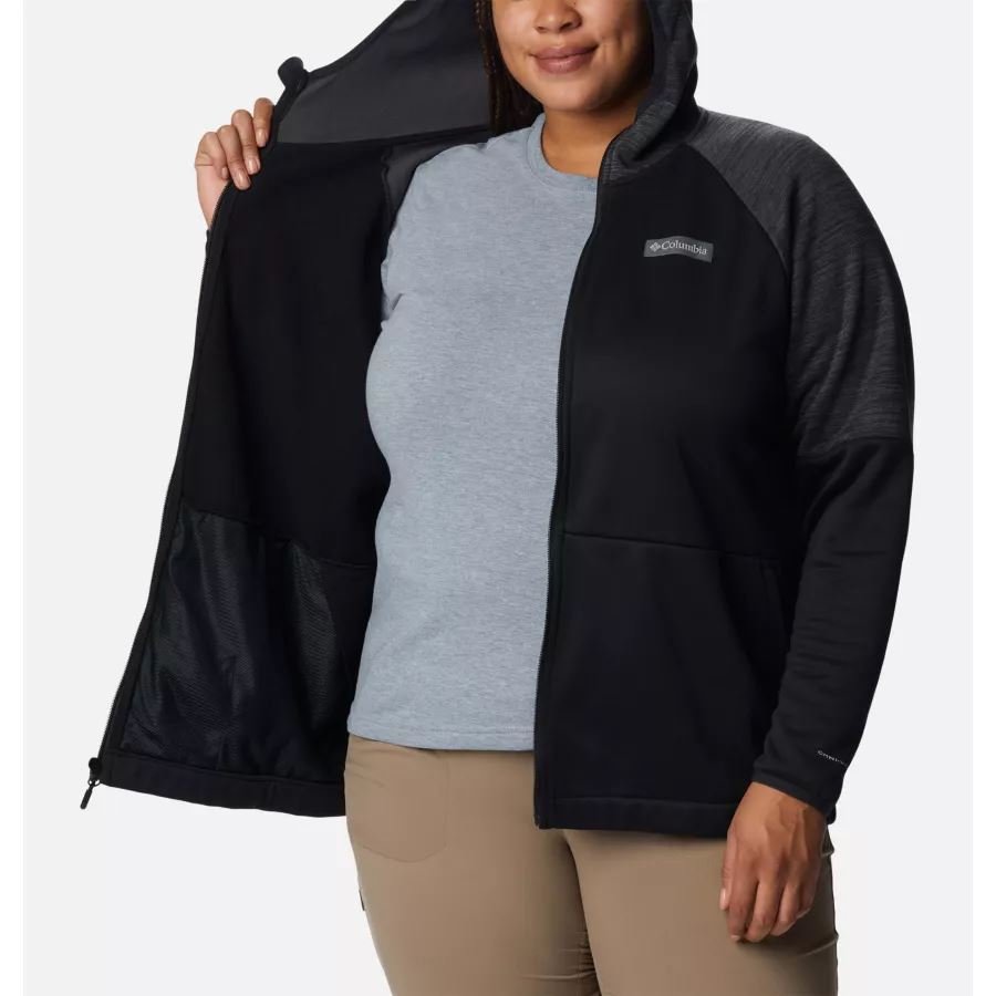 Women's Windgates Full Zip Fleece Jacket Plus Size Black/Black Heather Columbia