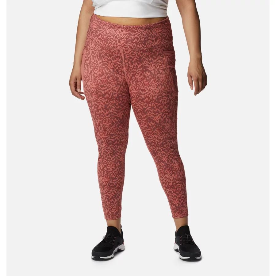 Women's Windgates II Leggings Plus Size Columbia Dark Coral Terrain