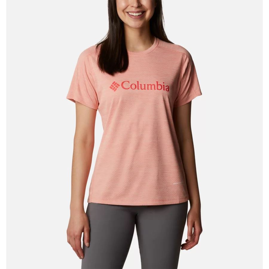 Women's Zero Rules Technical Graphic T-Shirt Coral Reef Heather Gem Columbia Columbia