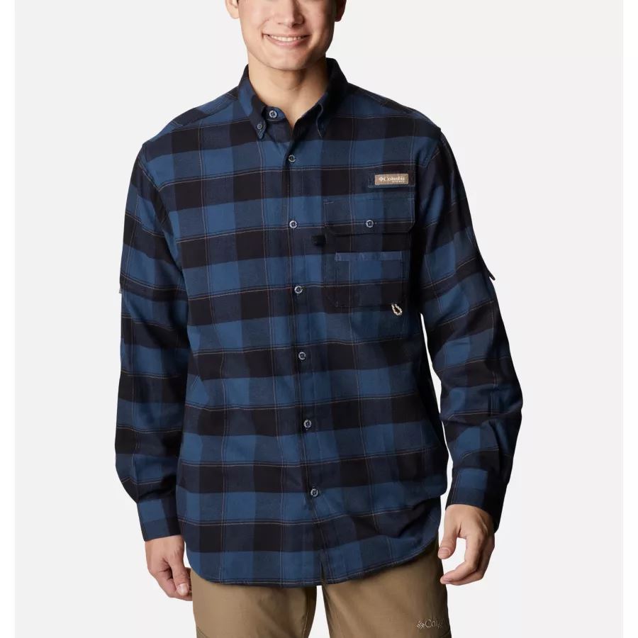 Zinc Chunky Plaid Men's PHG Sharptail Flannel Tall Columbia